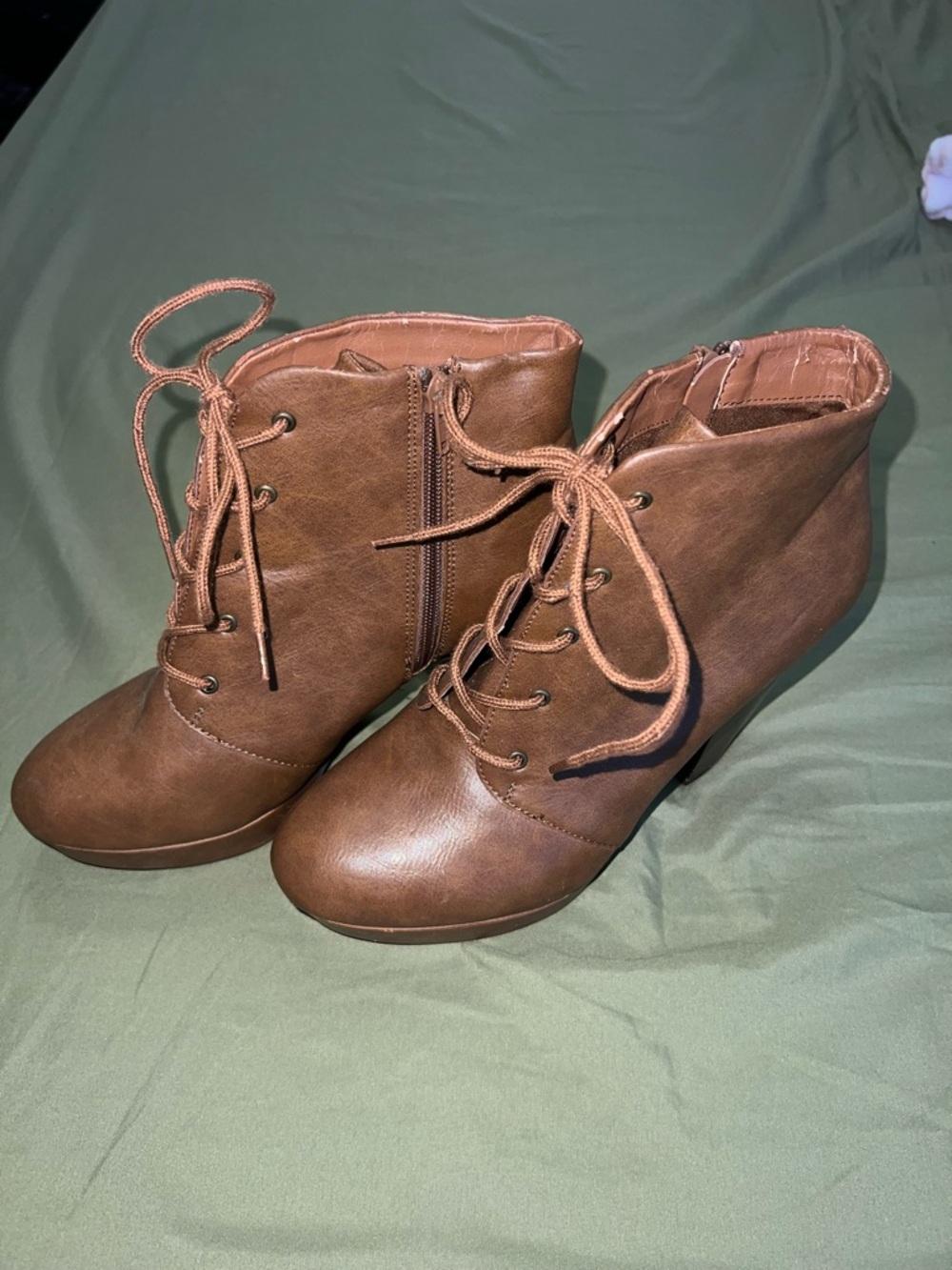 Women's Brown Lace-Up Ankle Booties - Brash Size 10